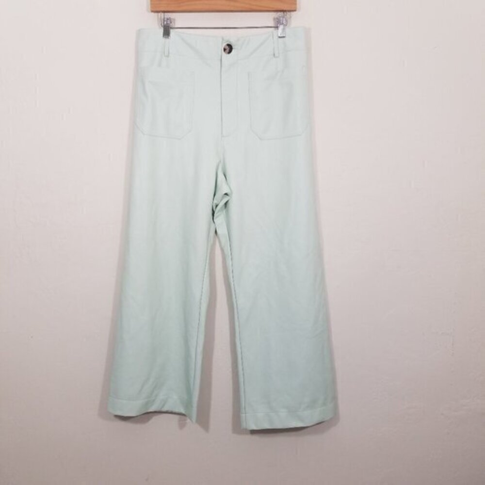 MAEVE by Anthropologie Faux Leather THE COLETTE High Rise Wide Leg Pants Size 32